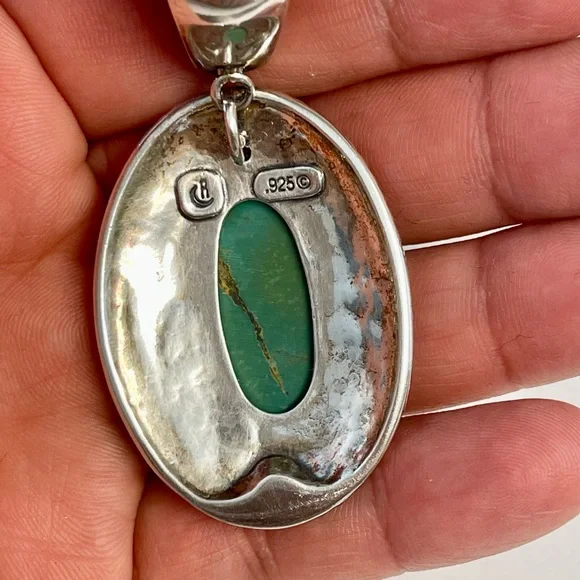 Carolyn Pollack Sterling Silver Turquoise Pendant. - Picture 6 of 6
